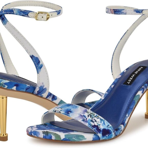 Womens Ankle Strap Heeled Sandals Textile Upper 2.76" Heel Buckle Closure - Picture 5 of 6